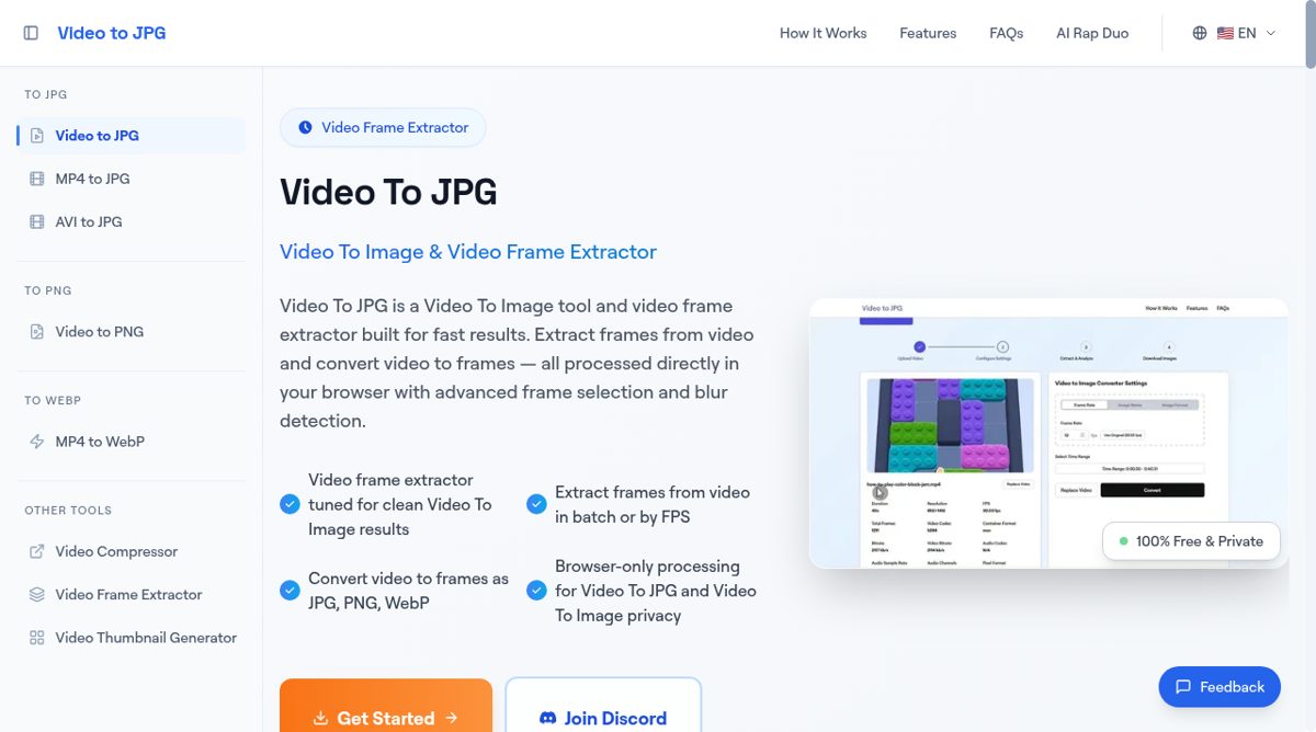 Video to JPG website screenshot