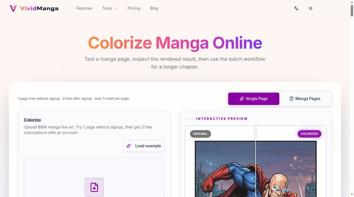 VividManga website screenshot