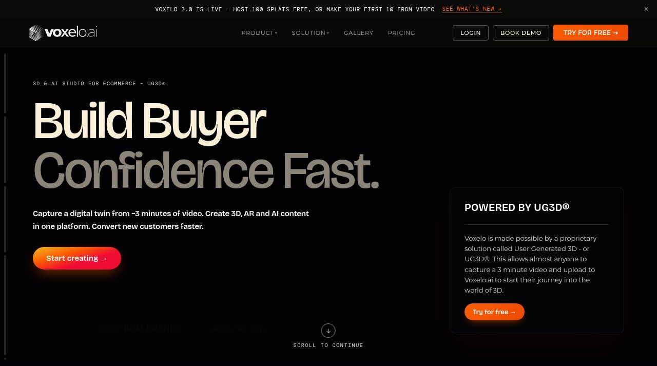 Voxelo website screenshot