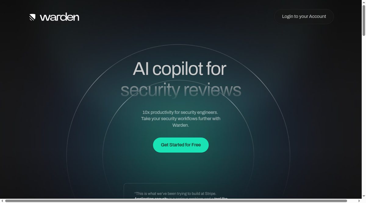 Warden website screenshot
