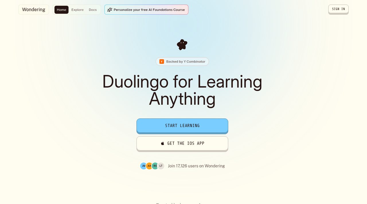 Wondering website screenshot
