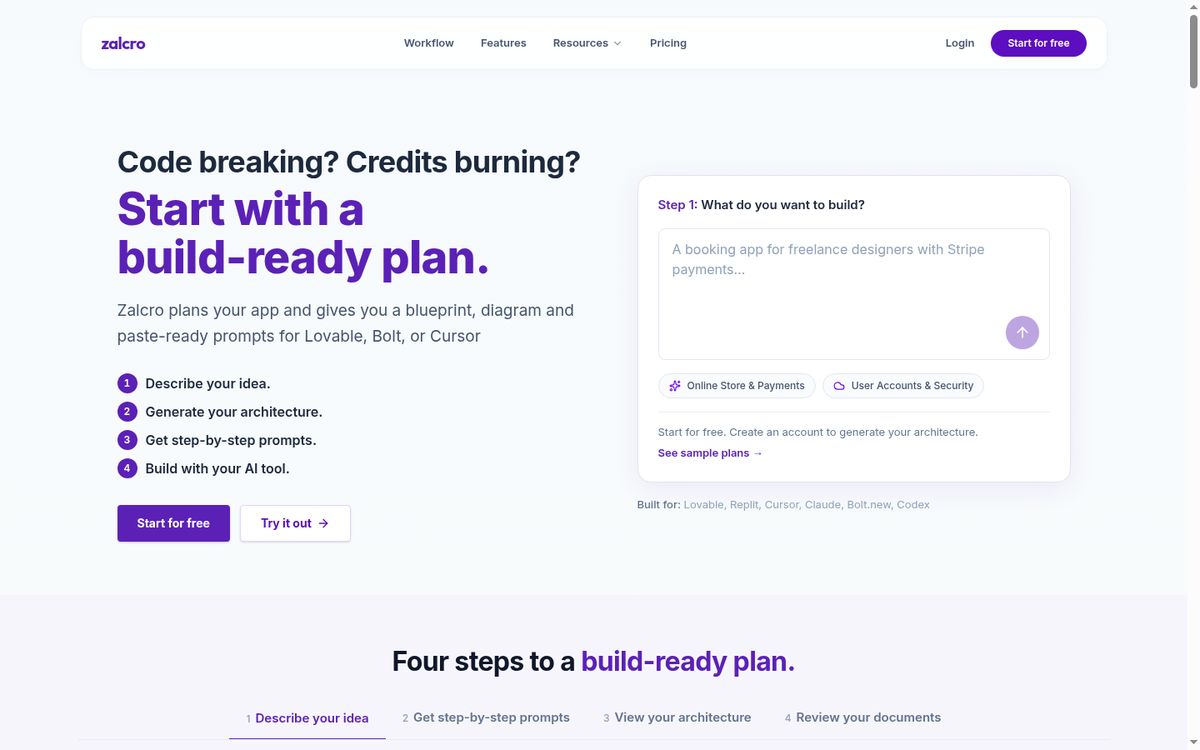Zalcro website screenshot