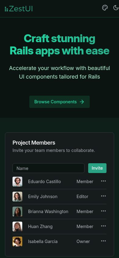 ZestUI website screenshot